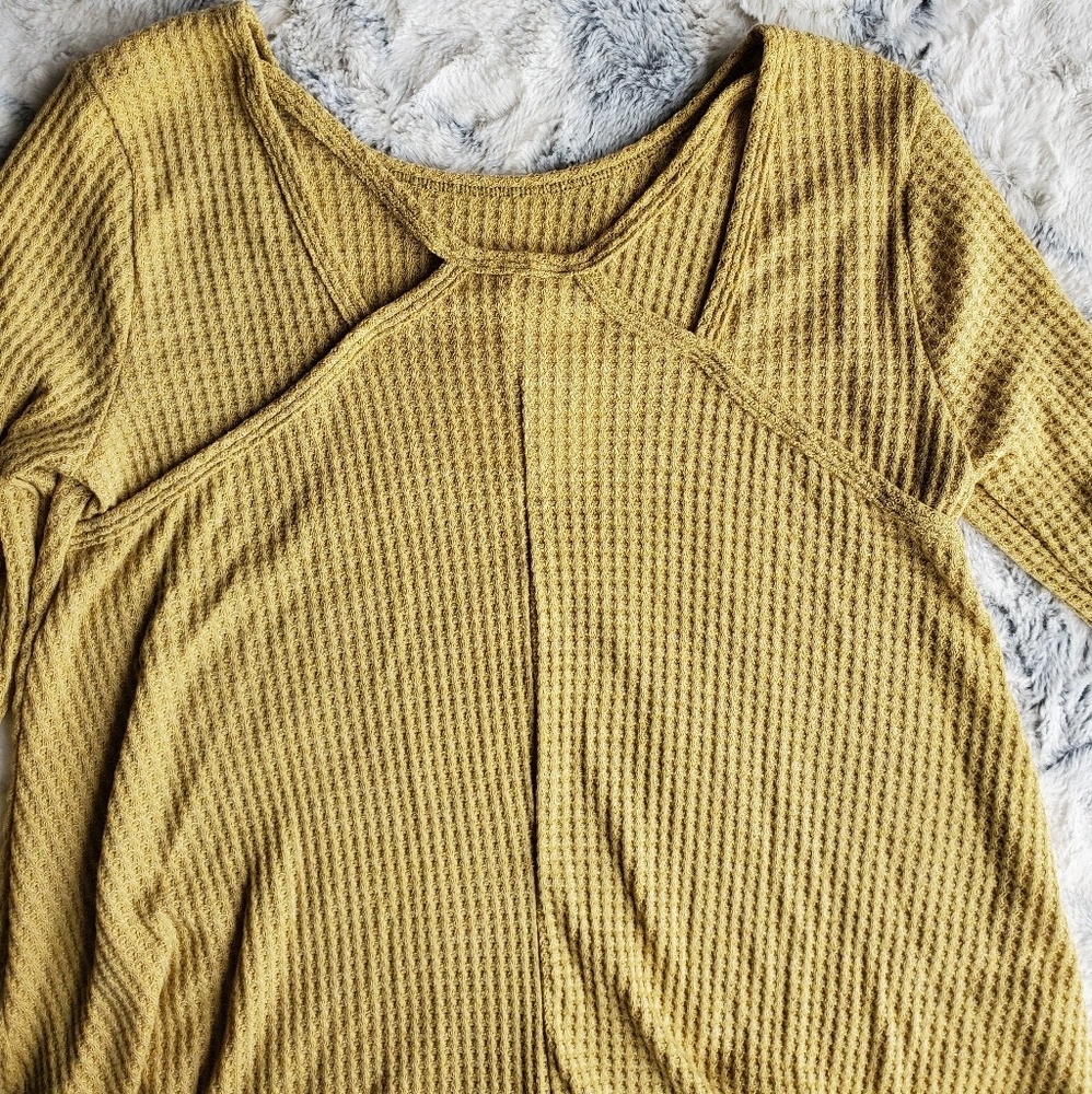 Infinity Raine Light Mustard Waffle Knit Top - Picture 5 of 7